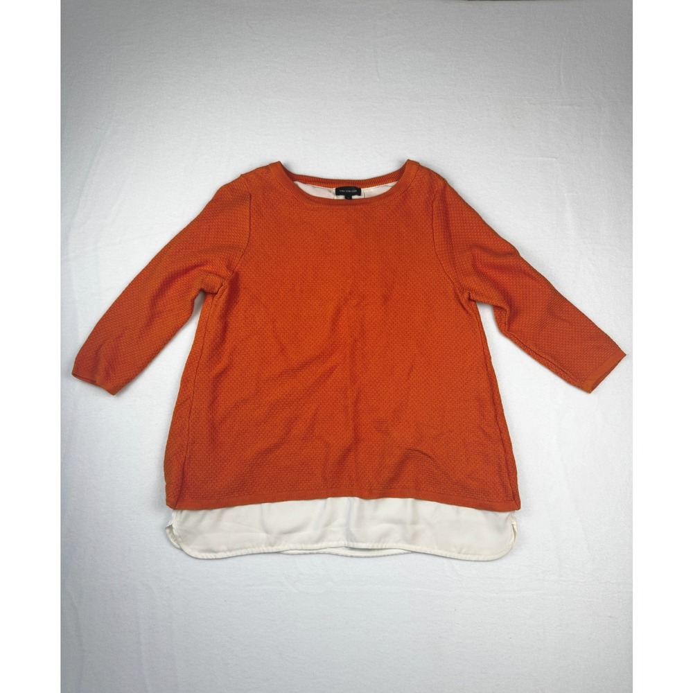 The Limited Womens Orange Layered Look Split Back Knit Top Medium RN54874